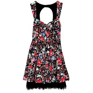FREE PEOPLE Sunkissed Summer Mini Dress Lined Tulle Sleeveless Flowers Size 0